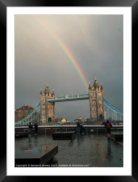 Tower Bridge Rainbow  Framed Mounted Print by Benjamin Brewty