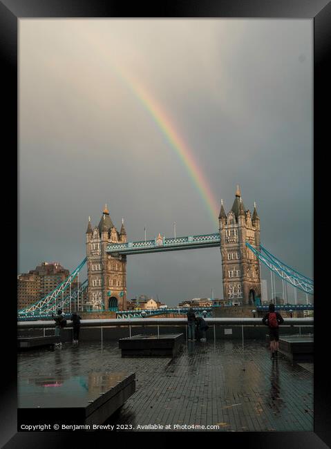 Tower Bridge Rainbow  Framed Print by Benjamin Brewty