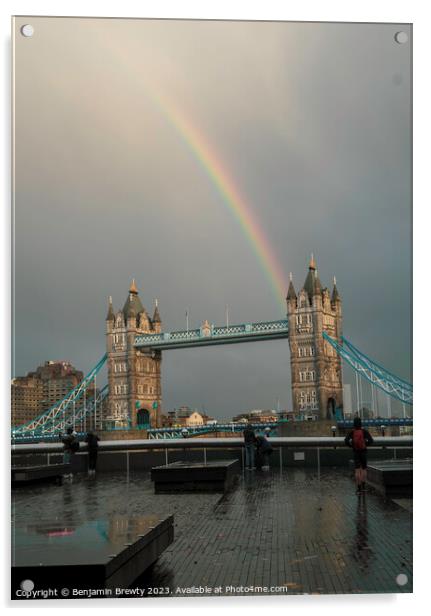 Tower Bridge Rainbow  Acrylic by Benjamin Brewty