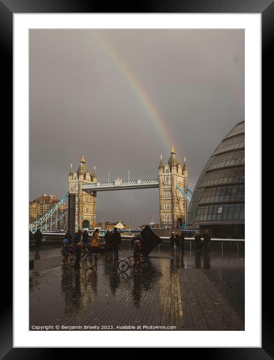 Tower bridge Rainbow  Framed Mounted Print by Benjamin Brewty