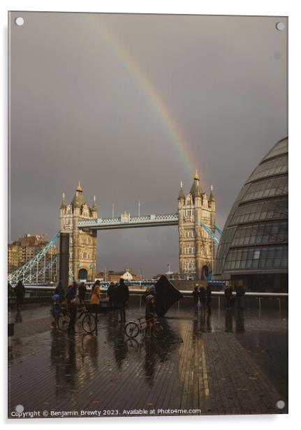 Tower bridge Rainbow  Acrylic by Benjamin Brewty