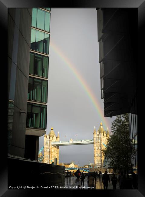 Tower Bridge Rainbow  Framed Print by Benjamin Brewty