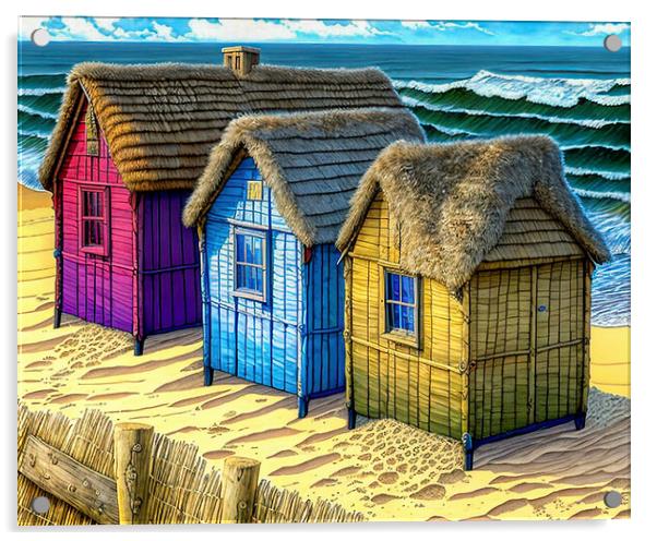Dreamy Beach Huts Acrylic by Roger Mechan