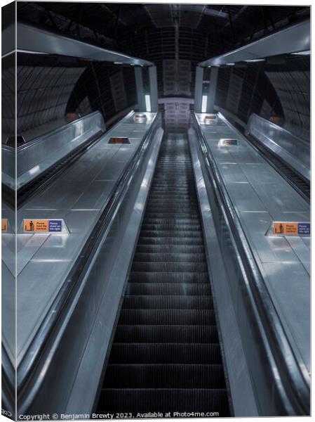 London Escalator  Canvas Print by Benjamin Brewty