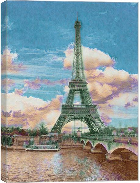 Digital painting effect of Eiffel Tower photo  Canvas Print by Thomas Baker