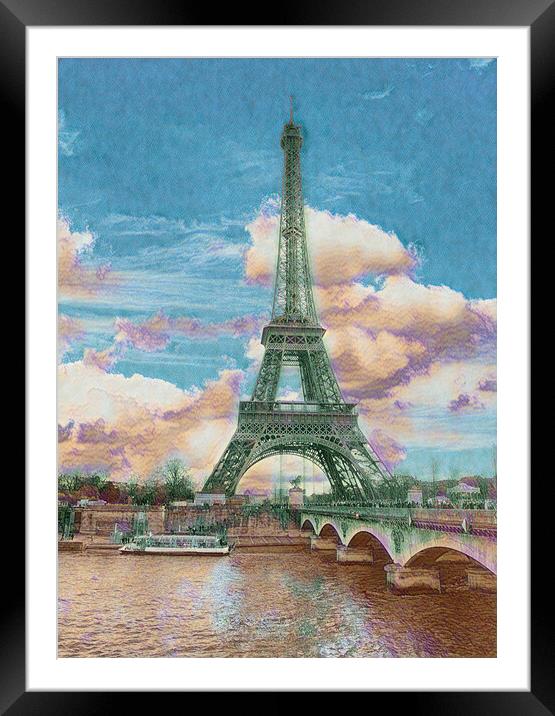 Digital painting effect of Eiffel Tower photo  Framed Mounted Print by Thomas Baker