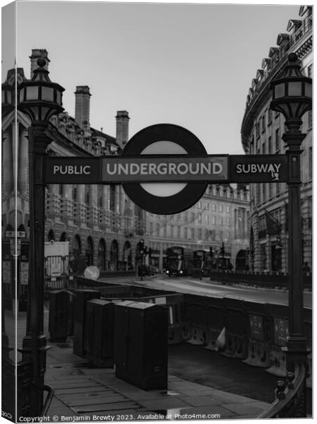 Piccadilly Circus Station Canvas Print by Benjamin Brewty