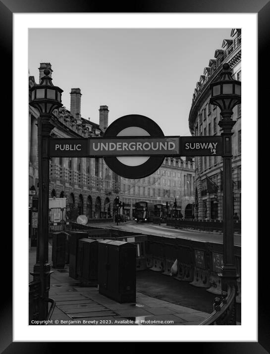 Piccadilly Circus Station Framed Mounted Print by Benjamin Brewty
