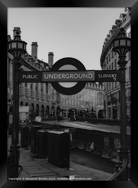 Piccadilly Circus Station Framed Print by Benjamin Brewty
