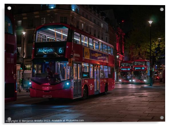 London Buses  Acrylic by Benjamin Brewty