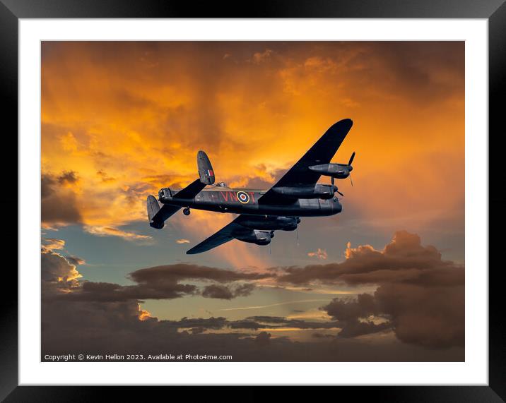 WW2 Avro Lancaster Bomber Framed Mounted Print by Kevin Hellon