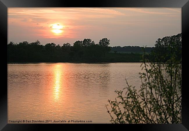 Sunset on the lake Framed Print by Dan Davidson