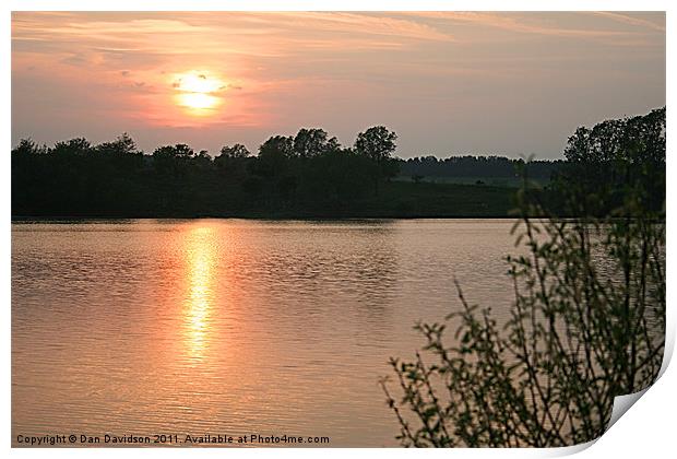 Sunset on the lake Print by Dan Davidson