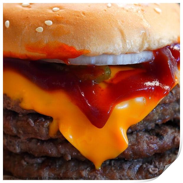 triple cheeseburger  Print by OTIS PORRITT