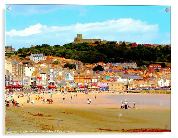 South beach and castle, Scarborough Yorkshire Acrylic by john hill