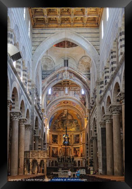 Interior of the Cathedral - Pisa Framed Print by Laszlo Konya