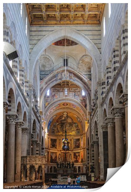 Interior of the Cathedral - Pisa Print by Laszlo Konya