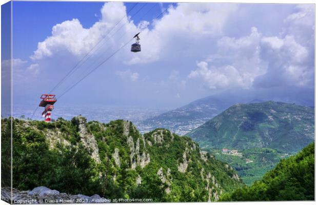 Cable car to Mount Faito Sumit Italy Canvas Print by Diana Mower