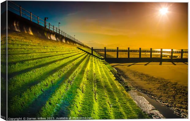 Rhyl Beach Sunset Splash Point Canvas Print by Darren Wilkes