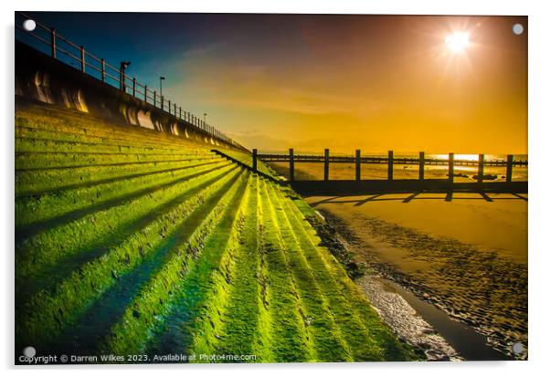 Rhyl Beach Sunset Splash Point Acrylic by Darren Wilkes