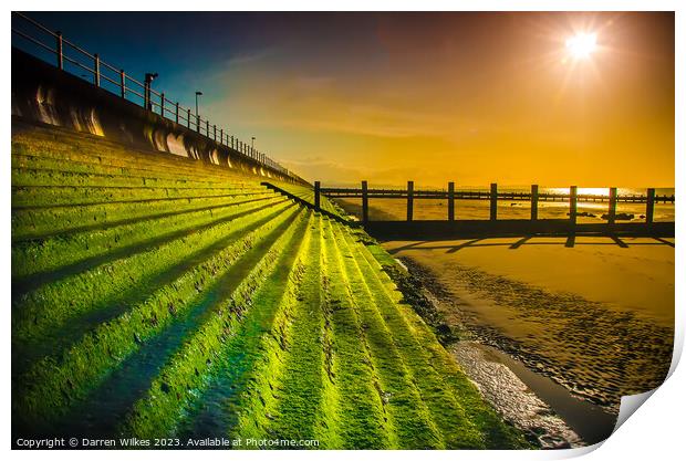 Rhyl Beach Sunset Splash Point Print by Darren Wilkes