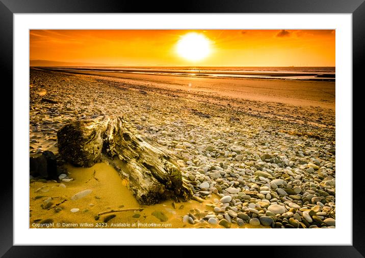 Drift Wood Kinmel Bay Beach Sunset Framed Mounted Print by Darren Wilkes
