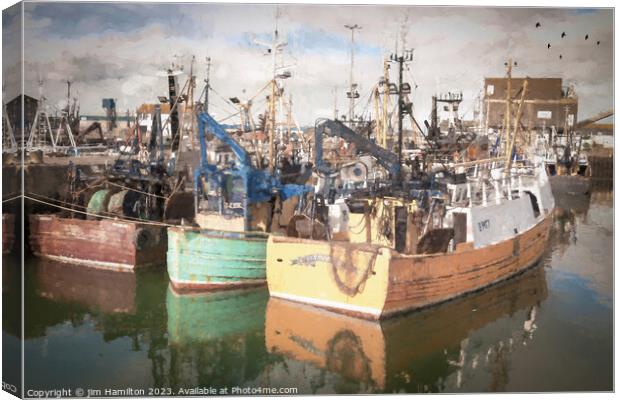 Portavogie harbour, Northern Ireland Digital art Canvas Print by jim Hamilton