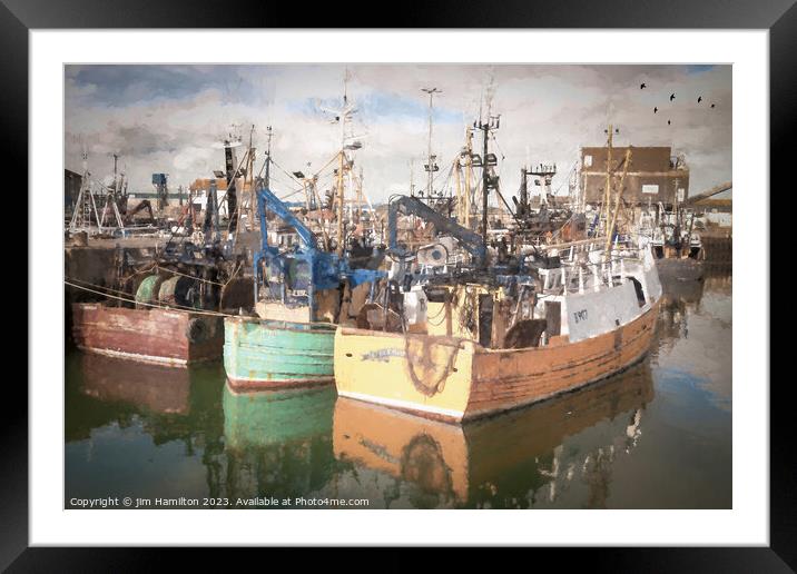 Portavogie harbour, Northern Ireland Digital art Framed Mounted Print by jim Hamilton