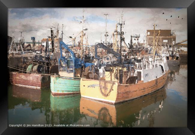 Portavogie harbour, Northern Ireland Digital art Framed Print by jim Hamilton