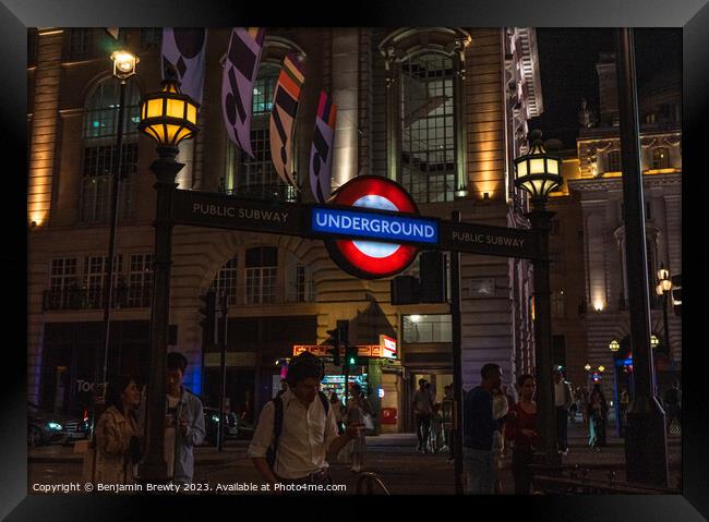 London Piccadilly Circus  Framed Print by Benjamin Brewty