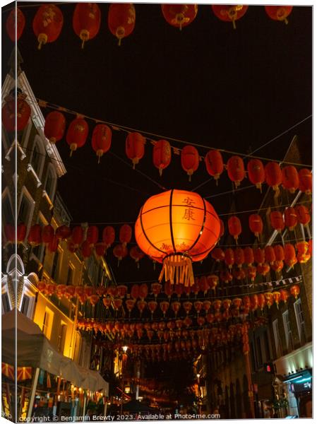 Chinatown Lantern's Canvas Print by Benjamin Brewty