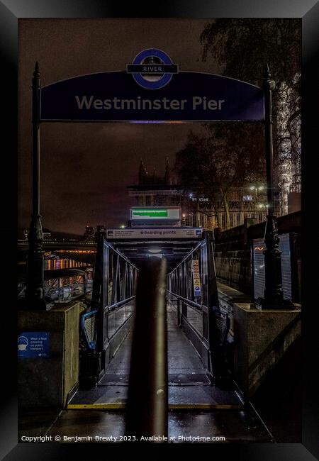 Westminster Pier Framed Print by Benjamin Brewty