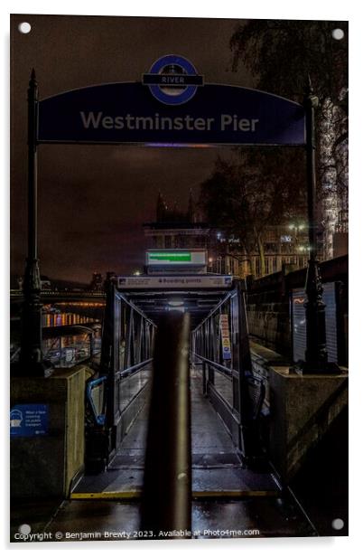 Westminster Pier Acrylic by Benjamin Brewty