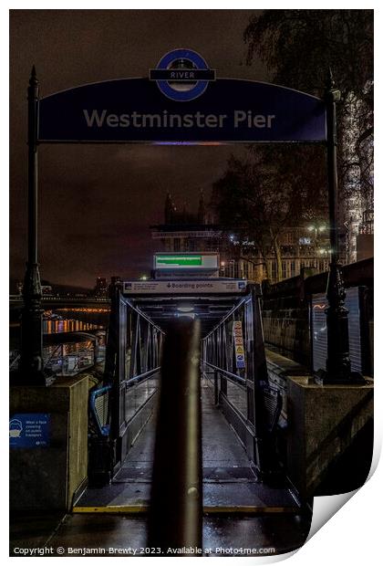 Westminster Pier Print by Benjamin Brewty