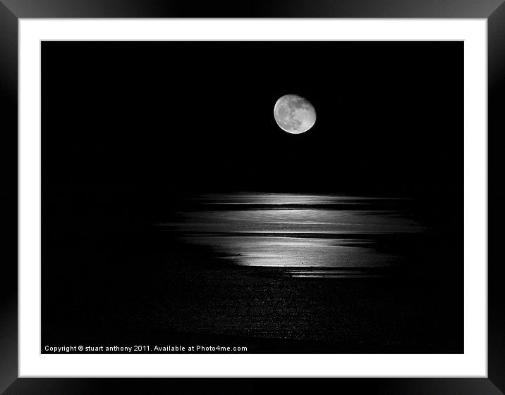 Moonrise over water Framed Mounted Print by stuart anthony