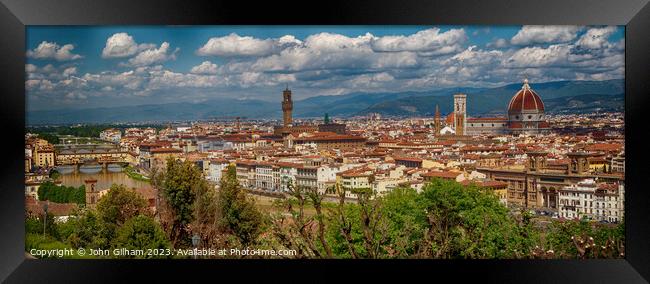 The River Arno and Florence Italy  Framed Print by John Gilham