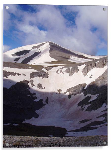 Snow fields near Mount Olympus Acrylic by DEE- Diana Cosford