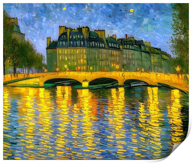 Reflections of Paris Print by Roger Mechan