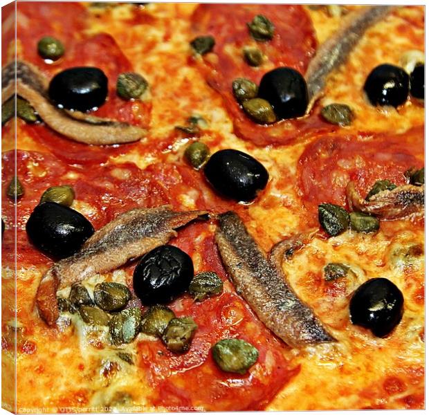 PEPPERONI AND ANCHOVIES PIZZA Canvas Print by OTIS PORRITT