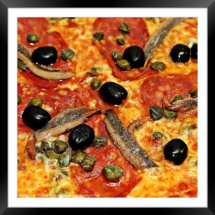 PEPPERONI AND ANCHOVIES PIZZA Framed Mounted Print by OTIS PORRITT