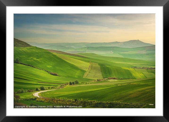 Puglia landscape, view of rolling hills near Poggiorsini, Italy Framed Mounted Print by Stefano Orazzini