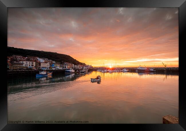 Off fishing. Scarborough, North Yorkshire Framed Print by Martin Williams