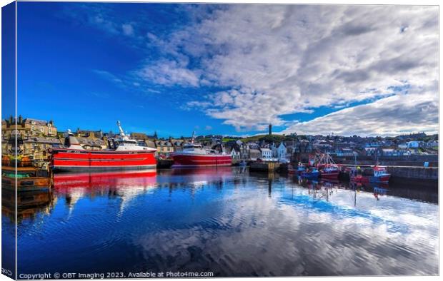 MacDuff Town Harbour Reflection Aberdeenshire Scot Canvas Print by OBT imaging