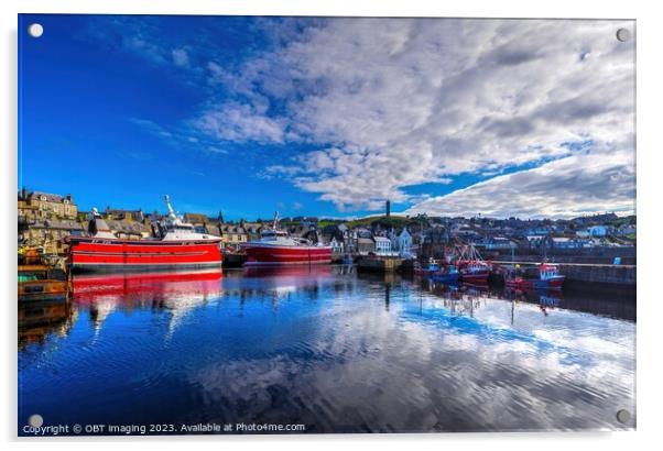 MacDuff Town Harbour Reflection Aberdeenshire Scot Acrylic by OBT imaging