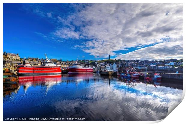 MacDuff Town Harbour Reflection Aberdeenshire Scot Print by OBT imaging