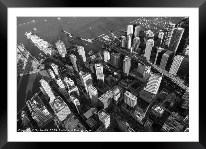 Aerial Chicago overhead view of Waterfront Navy Pier  Framed Mounted Print by Spotmatik 