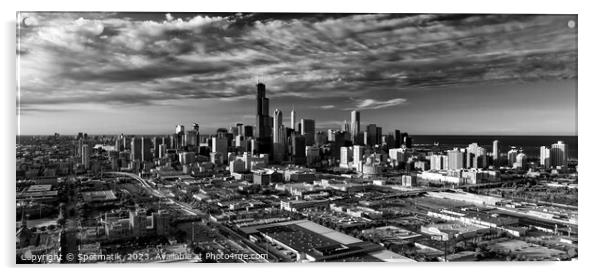 Aerial Panoramic cityscape of Chicago Illinois city Skyscrapers  Acrylic by Spotmatik 