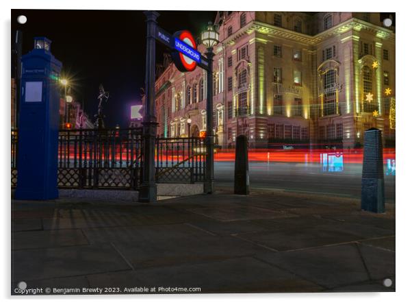 Piccadilly Circus Long Exposure Acrylic by Benjamin Brewty
