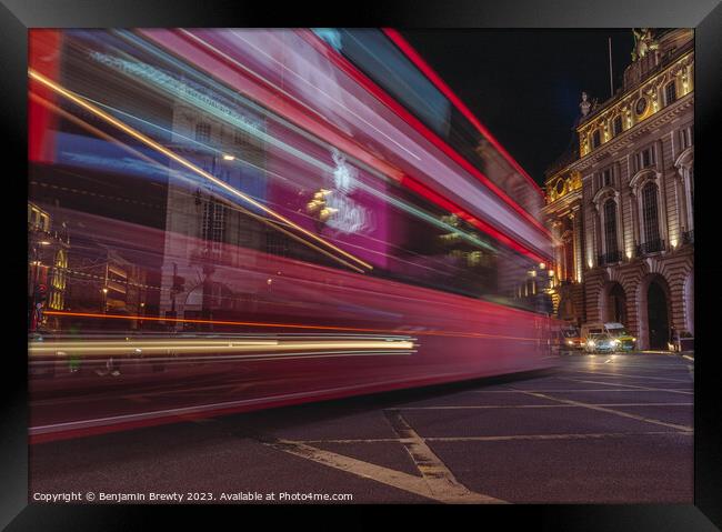 Piccadilly Circus Long Exposure  Framed Print by Benjamin Brewty