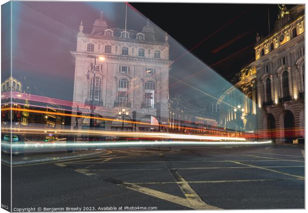 Piccadilly Circus Long Exposure  Canvas Print by Benjamin Brewty